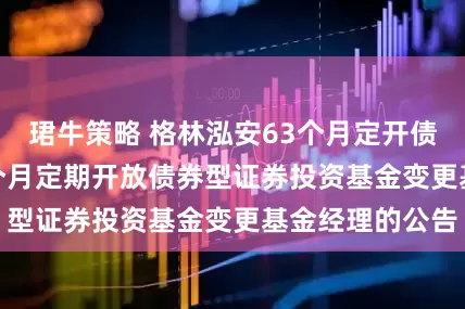 珺牛策略 格林泓安63个月定开债: 格林泓安63个月定期开放债券型证券投资基金变更基金经理的公告